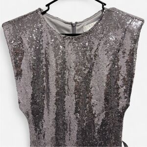 Astr Shimmering Silver Sequin Dress